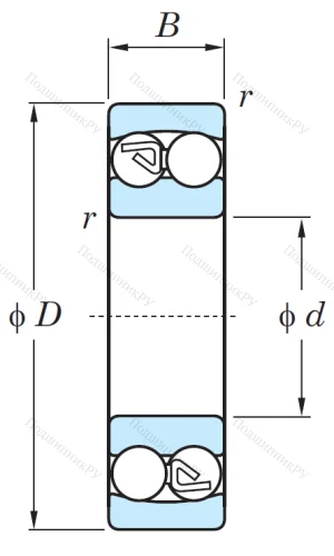 Двухрядный шариковый подшипник 1308 от производителя  KOYO