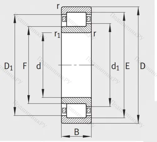 Роликовый цилиндрический подшипник NJ 2211 E XL TVP 2 от производителя  FAG