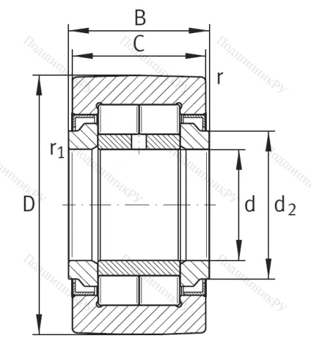 Игольчатый подшипник NUTR 30 от производителя  INA