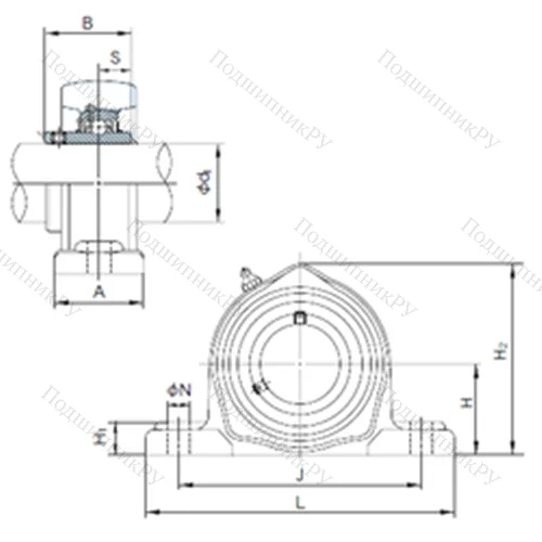 Подшипниковый узел шариковый радиальный UCPK 326