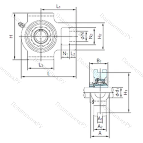 Подшипниковый узел шариковый радиальный UKT 217+H 2317