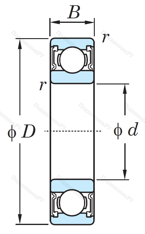 Однорядный шариковый подшипник 6016 2RS