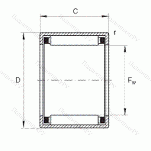 Подшипник роликовый игольчатый с одним наружным штампованным кольцом HK 1212